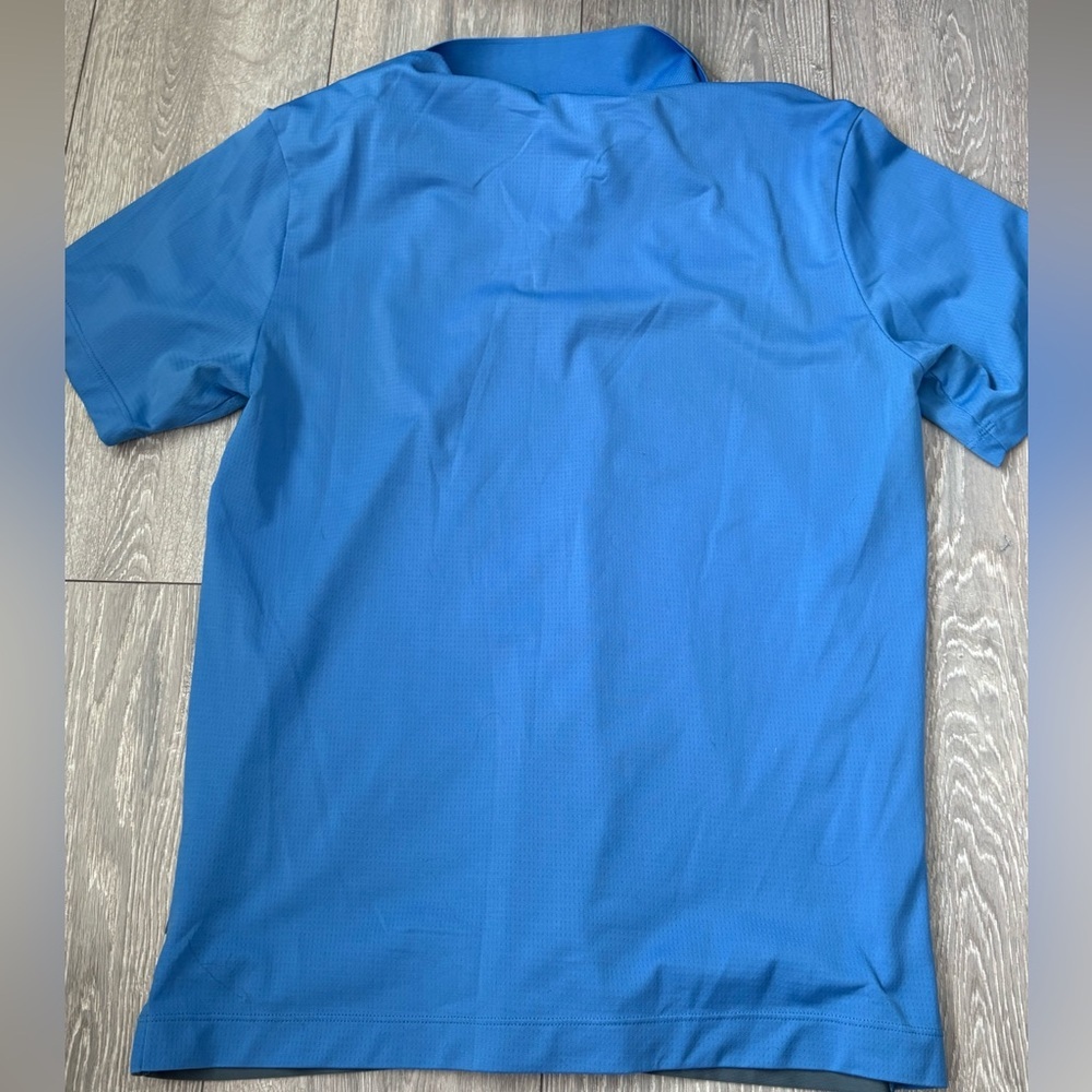 Nike Men's Blue and Yellow Striped Golf Polo - Picture 2 of 3